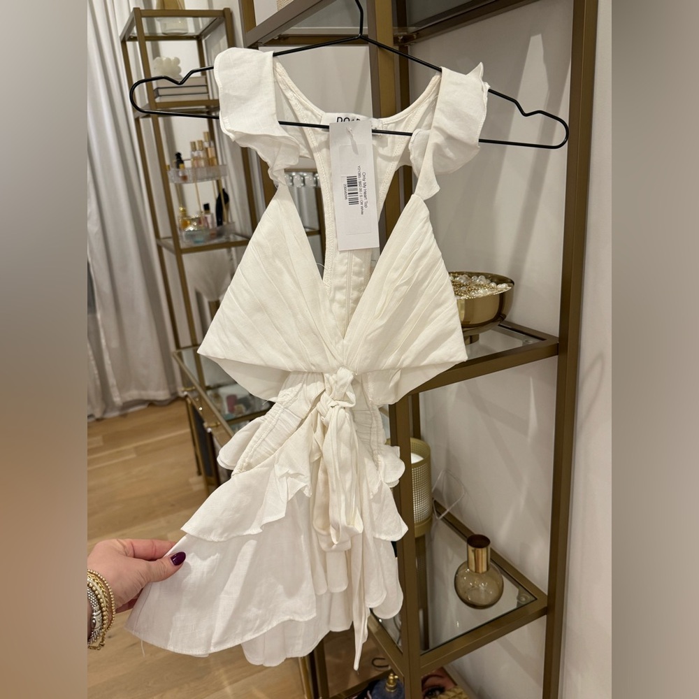 White ruffle top